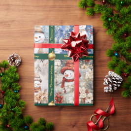 Snowman Weihnachtswrapping Paper mit Text Geschenkpapier