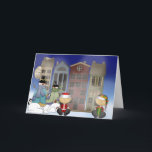 Snowman Welcome Feiertagskarte<br><div class="desc">Ein lustiges Design für alle zu Weihnachten ist mein "Snowman Welcome" Design. Das Design zeigt die Elfen und Schneemänner außerhalb ihrer Stadthäuser, die jeden willkommen heißen. Das Design wurde von Sketchart26 unter Verwendung von Kunstwerken von Trina Clark & Digi Web Studio (www.digiwebstudio.com) und Link zur Cheryl Sealer Website (www.cherylseslardesigns.com) erstellt...</div>