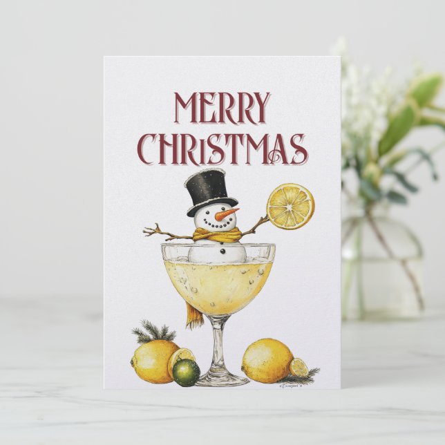 Snowman Wine Winter Weihnachten (Stehend Vorderseite)