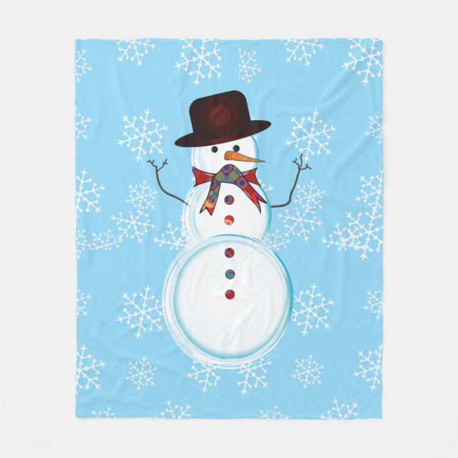 Snowman Winter / Christmas Fleece Blanket (Vorderseite)