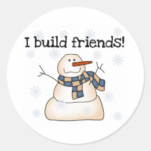 Snowman Winter Friends Runder Aufkleber