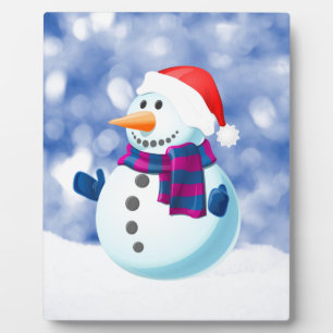 Snowman Winter Frohe Weihnachtsschnee Fotoplatte
