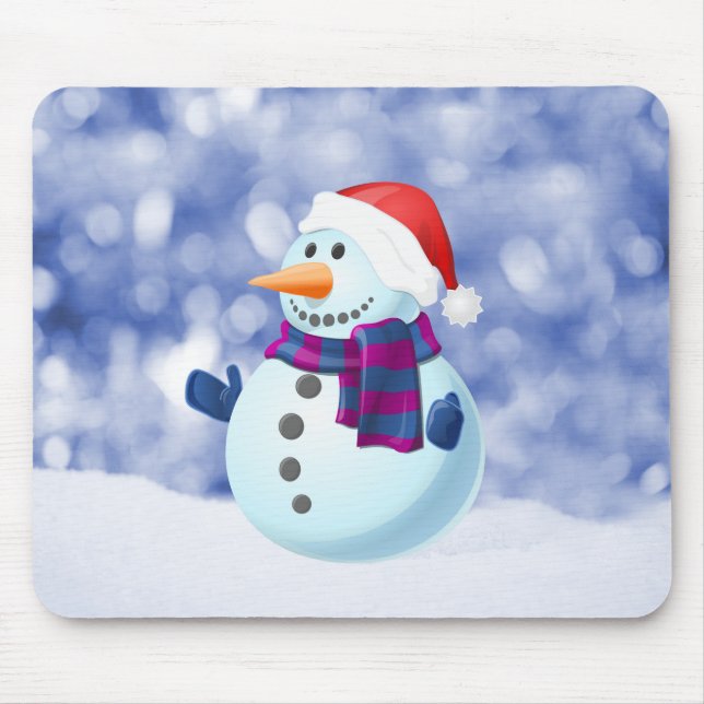 Snowman Winter Frohe Weihnachtsschnee Mousepad (Vorne)