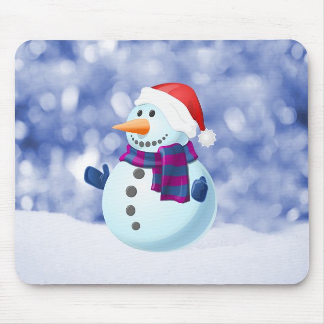 Snowman Winter Frohe Weihnachtsschnee Mousepad (Vorne)