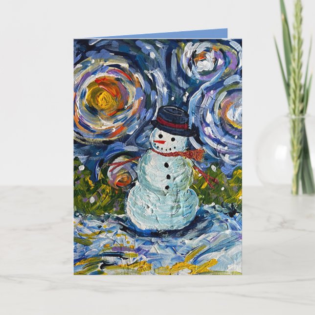 Snowman Winter Grußkarte Karte (Vorderseite)
