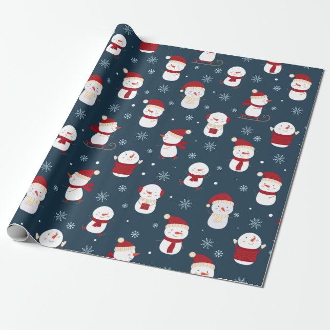Snowman Winter Hats Geschenkpapier (Ungerollt)