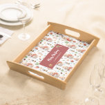 Snowman Winter Holiday - Merry Christmas Serviertablett<br><div class="desc">Serve your holiday treats in style with this festive personalized serving tray. Featuring a charming snowman pattern with cozy scarves, warm hats, pinecones, holly leaves, and glowing lanterns, it’s the perfect way to bring Christmas cheer to your table. Personalize the central panel with a name, holiday greeting, or family motto...</div>