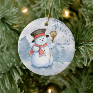Snowman Winter personalisieren Jahr Niedlichen Wei Keramik Ornament