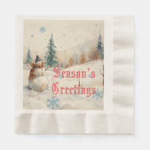 Snowman Winter-Themed Serviette