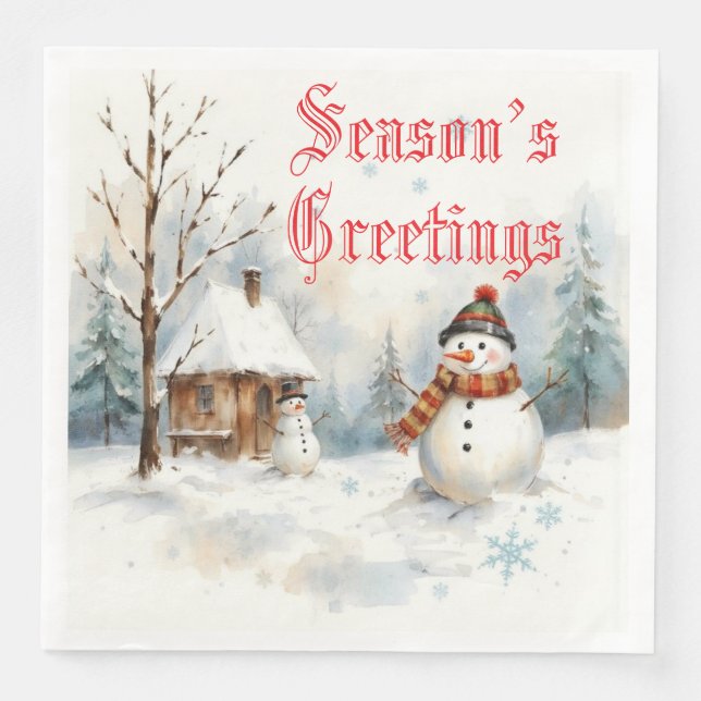Snowman Winter-Themed Serviette (Vorderseite)