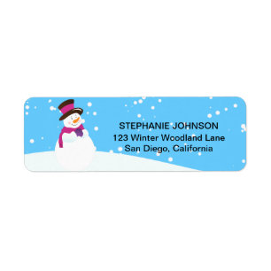 Snowman Winter Wonderland Girl Address Labels
