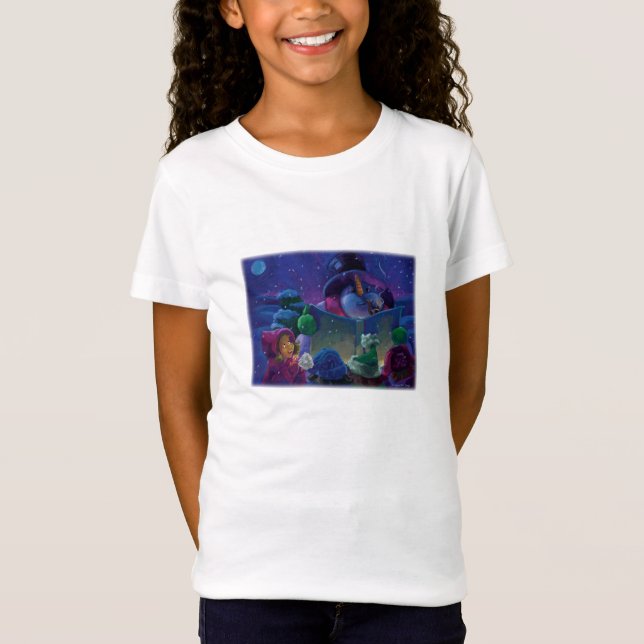 Snowman Wintertime Reading Art T-Shirt (Vorderseite)