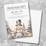 Snowman Winterweihnachtsfest Party Einladung<br><div class="desc">Mit dieser charmanten Winterschneemobil-Einladung laden Sie zu Ihrer Feier ein. Mit seinem eleganten Aquarelldesign ist das Zentrum ein reizvoller Schwarz-Weiß-Schneemann mit niedlichem Oberhut und Goldschal, umgeben von goldenen Akzenten. An der Basis, festliche Bäume und präsentiert die Szene, indem eine skurrile Touch. Schneedecke sanft den Boden, was dem Design ein gemütliches...</div>