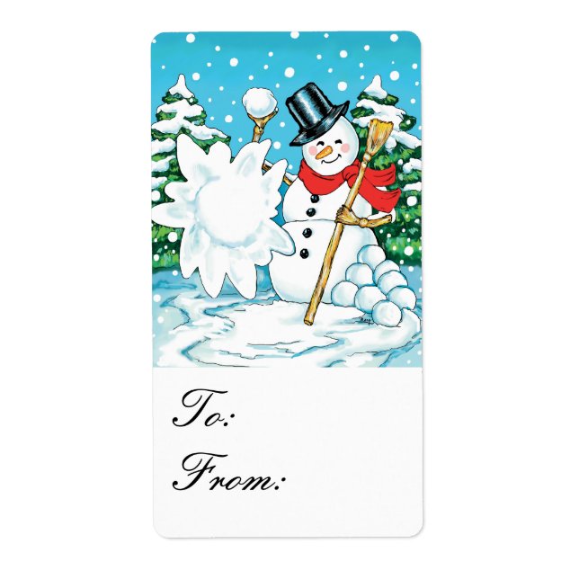 Snowman wirft einen Snowball Winter Fun Geschenket (Vorne)