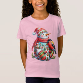 Snowman with Bird, Christmas, Author Natasha Us   T-Shirt