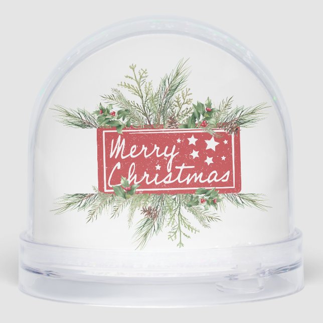 Snowman with Cardinal Merry Christmas Schneekugeln (Rückseite)
