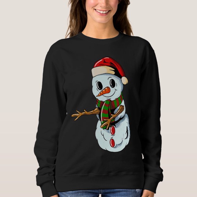 Snowman with Christmashat Floss Dance on Christmas Sweatshirt (Vorderseite)