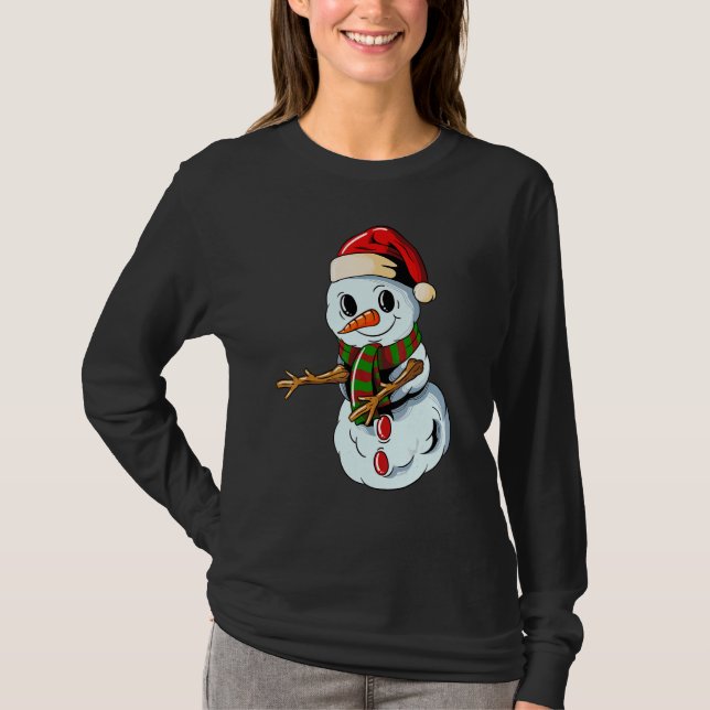 Snowman with Christmashat Floss Dance on Christmas T-Shirt (Vorderseite)