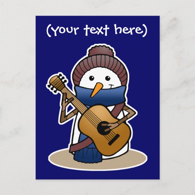Snowman with Guitar Postkarte (Vorderseite)