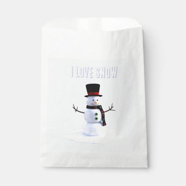 Snowman with hat and scarf. I Love Snow Geschenktütchen (Vorderseite)