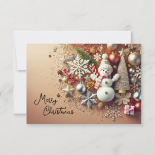 Snowman with Snowflakes and Christmas Stars Einladung