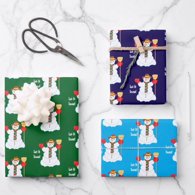 Snowman With Text Wrapping Paper Sheets Geschenkpapier Set (Vorderseite)