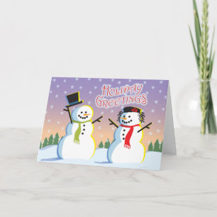 Snowman & Woman Holiday Card Feiertagskarte