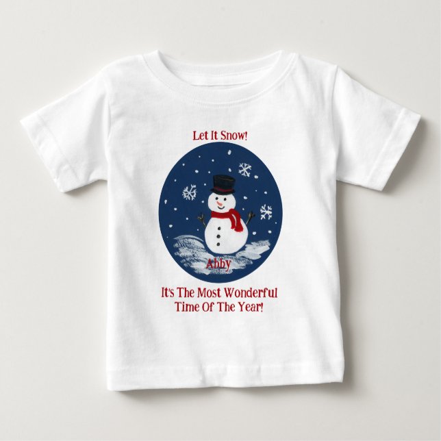 Snowman Wonderful Time Year PERSONALIZE Baby T-shirt (Vorderseite)