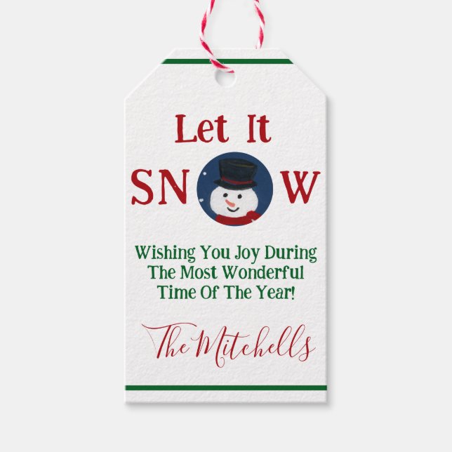 Snowman Wonderful Time Year PERSONALIZE Name Geschenkanhänger (Vorderseite)