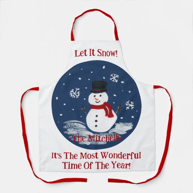 Snowman Wonderful Time Year Unisex PERSONALIZE Schürze (Vorderseite)