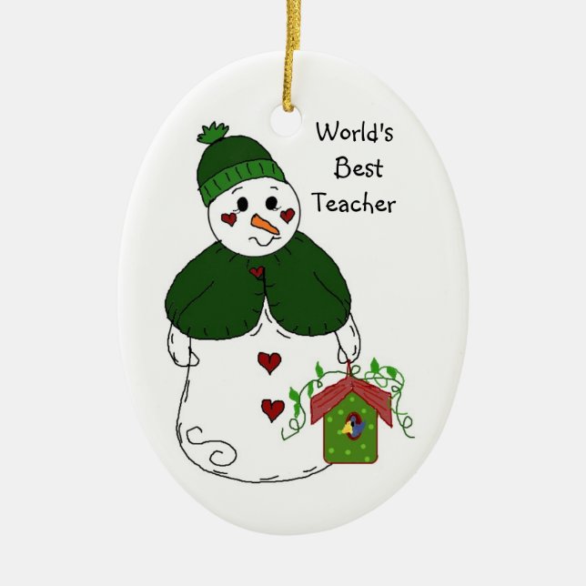 Snowman World's Best Teacher Keramik Ornament (Vorne)