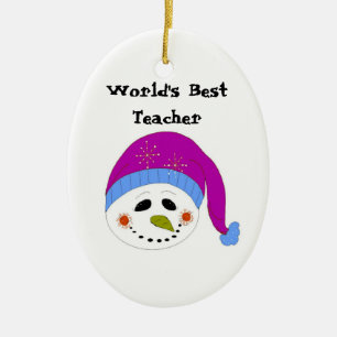 Snowman World's Best Teacher Keramik Ornament