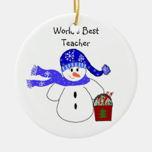 Snowman World's Best Teacher Keramik Ornament