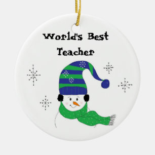 Snowman World's Best Teacher Keramikornament