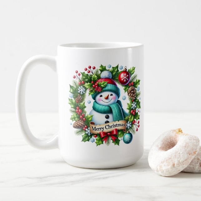 Snowman Wreath Coffee Tasse (Mit Donut)