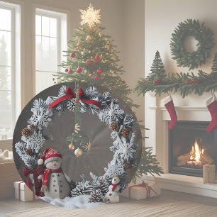Snowman Wreath Polyester Weihnachtsbaumdecke