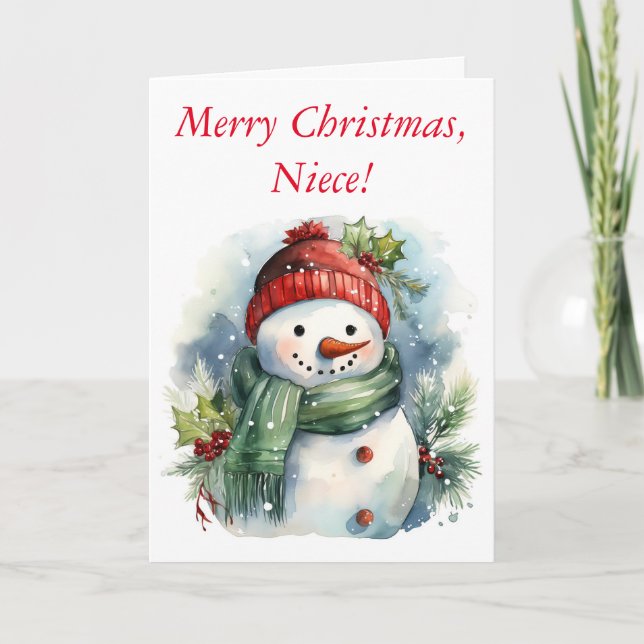 SNOWMAN WÜNSCHT SICH NACH NIECE CHRISTMAS CARD DANKESKARTE (Vorderseite)