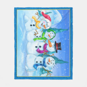 Snowmanfamilien-Fleece-Decken-Cartoon Fleecedecke