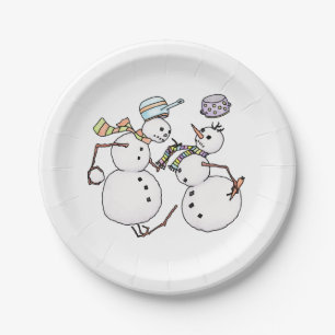 Snowmannkampf Pappteller