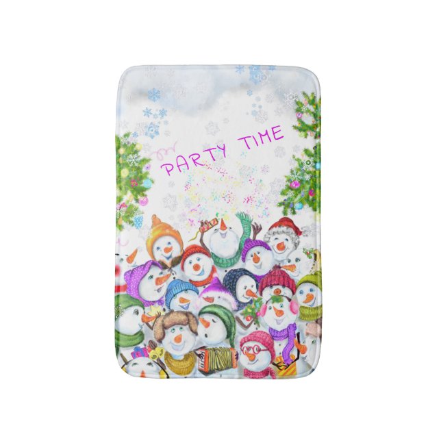 Snowmans Bath Mat Weihnachts-Party Badematte (Vorderseite Vertikal)