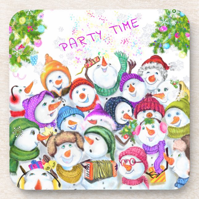 Snowmans Frohe Weihnachts-Untersetzer-Geschenk Getränkeuntersetzer (Vorderseite)