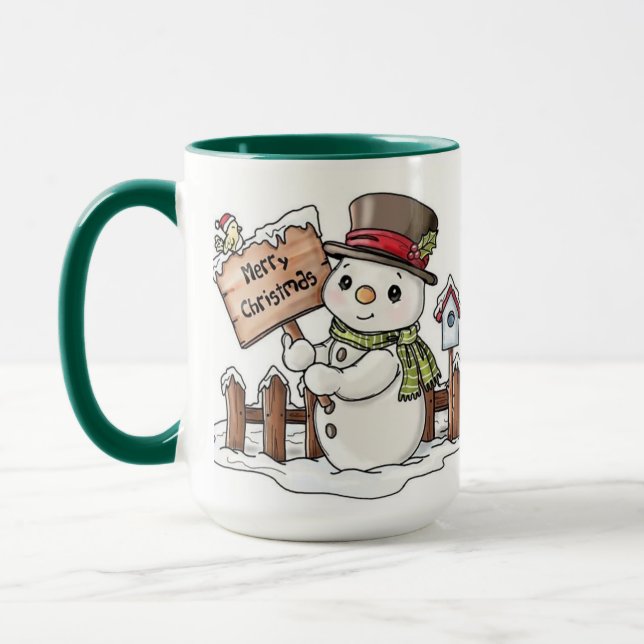 Snowmans fröhliche Weihnachtszeit-Tasse Tasse (Links)