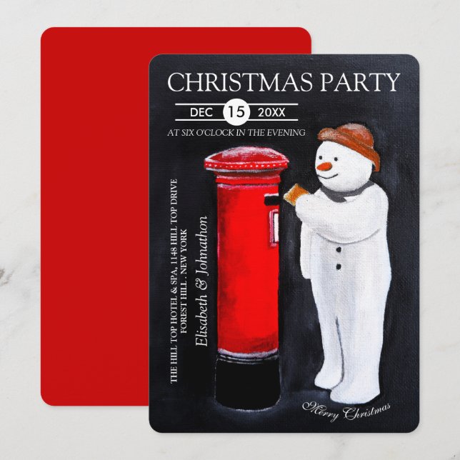 Snowman's Letter to Santa Christmas Party Einladung (Vorne/Hinten)