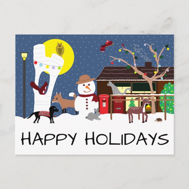 Snowmans Party Happy Holidays Postcard Postkarte (Vorderseite)