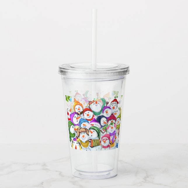 Snowmans Weihnachts Acrylic Tumbler Gift Acryltrinkbecher (Vorderseite)