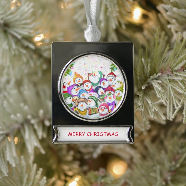 Snowmans Weihnachtsgeschenk Banner-Ornament Silber (Baum)