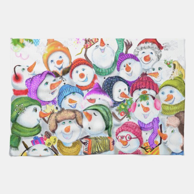 Snowmans Weihnachtsküche Handtuchgeschenk Geschirrtuch (Horizontal)