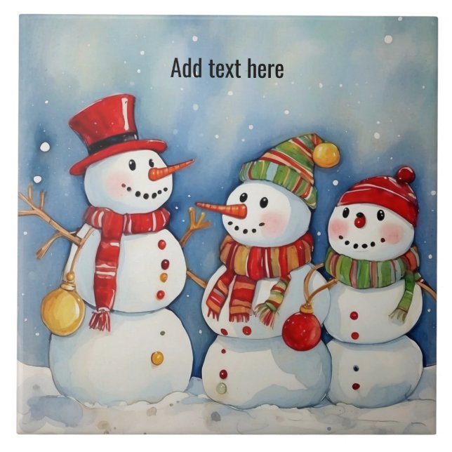 Snowmen Celebration Template Fliese (Vorderseite)