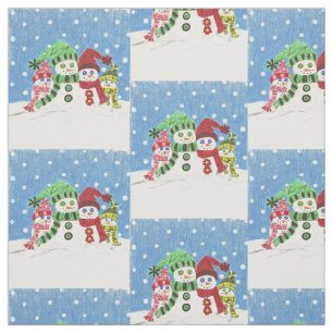 Snowmen-Familie (Muster) Stoff