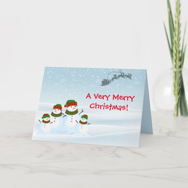 SNOWMEN FAMILY CHRISTMAS CARD DANKESKARTE (Vorderseite)